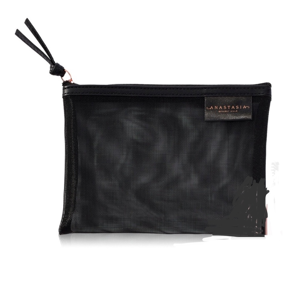ANASTASIA BEVERLY HILLS Black Mesh Zip Makeup Bag NIB 4”x 6”